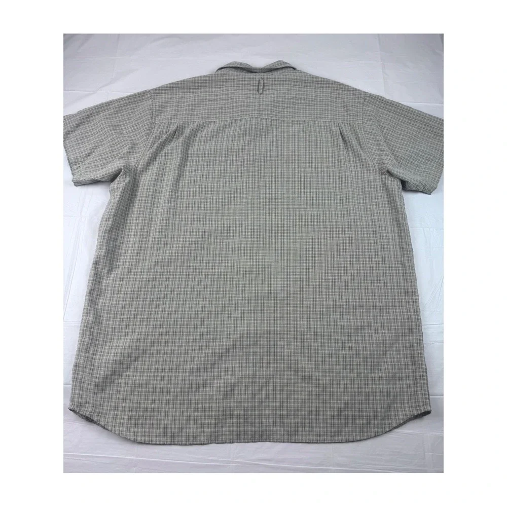 The North Face Mens XXL Beige Plaid Short Sleeve Hiking Button Up‎ Shirt Modal